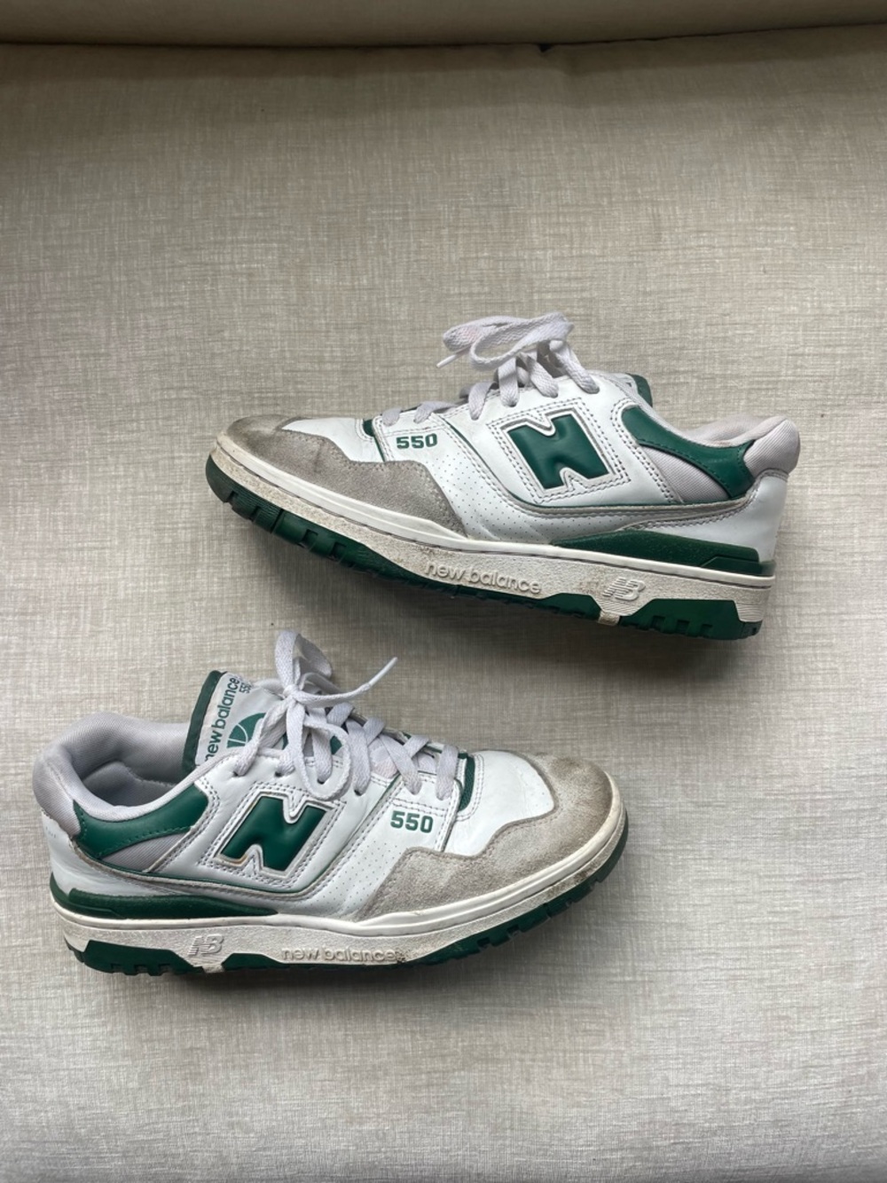 Green New Balance 550s